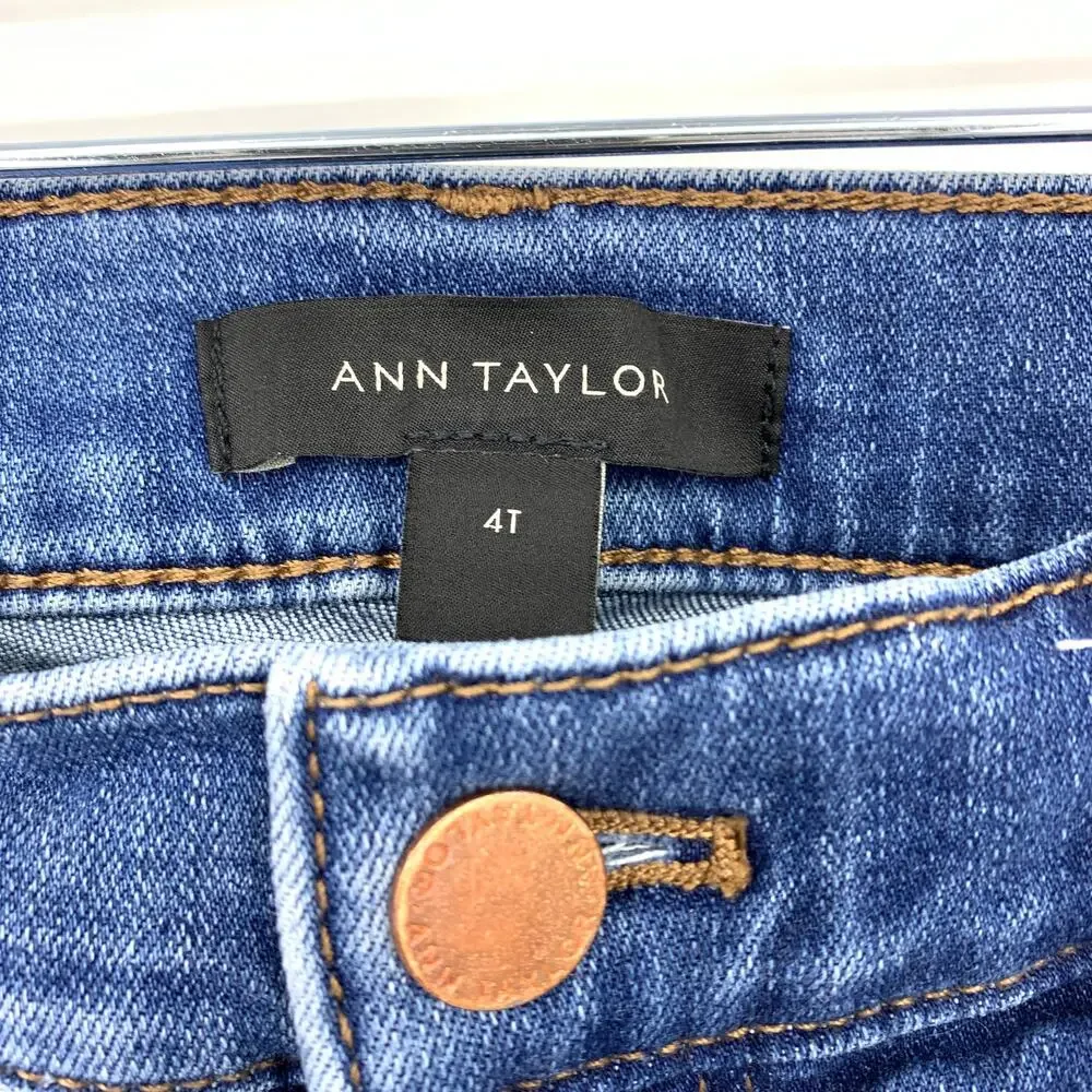Ann Taylor The Skinny Jeans Womens Size 4T Medium Wash Stretch Denim Raw Hem - Picture 5 of 6